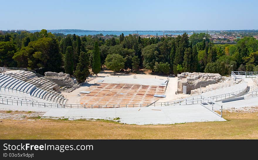 Antique Greek Theater and Ionian Sea, Sicily