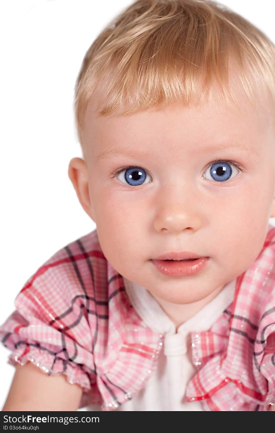 Portrait of a nice baby on white. Portrait of a nice baby on white