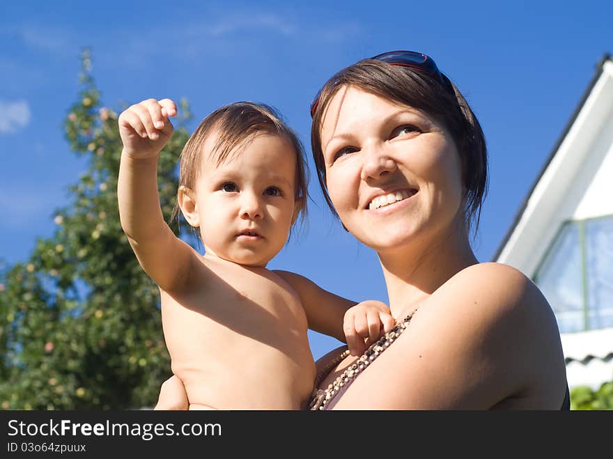 Mom with her cute baby at nature. Mom with her cute baby at nature