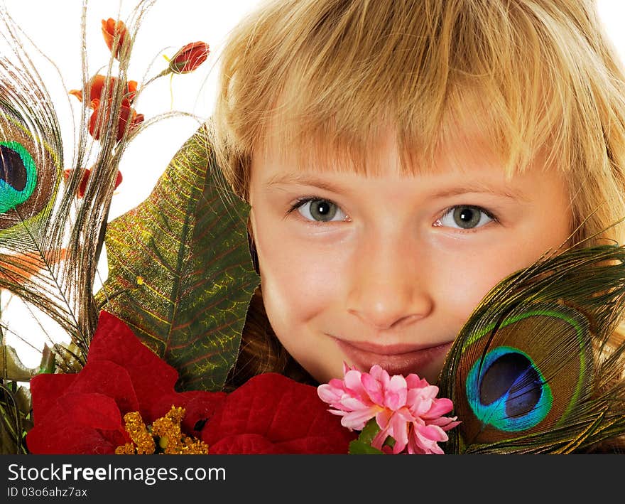 Beautyful girl and flowers