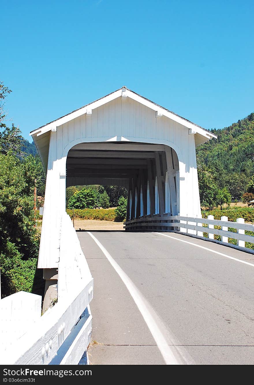 White covered bridge