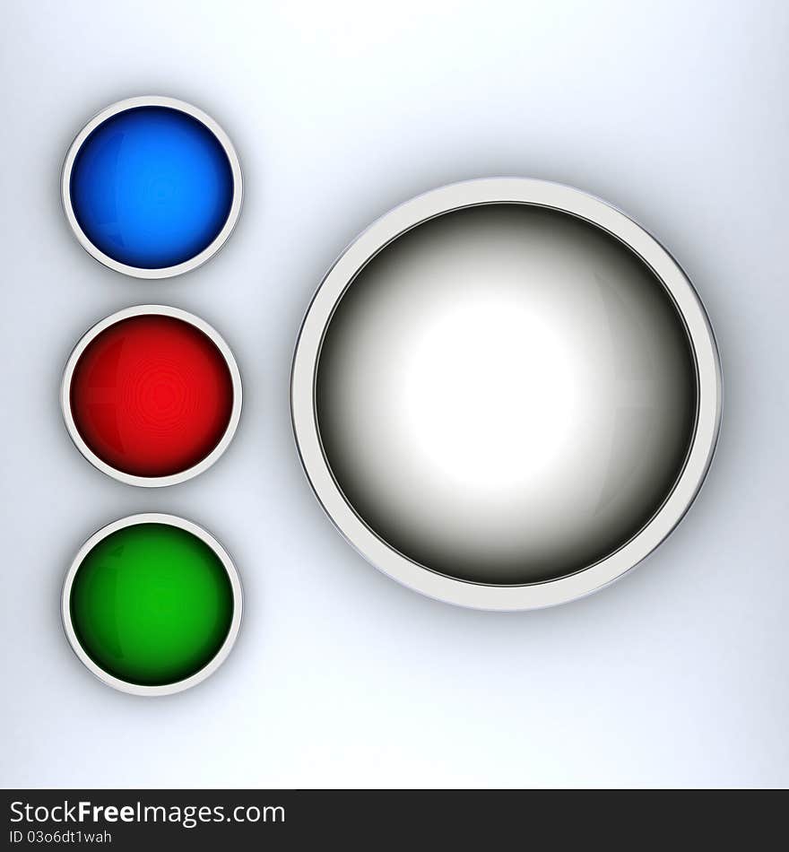 Image of beautiful, round, metal, glossy icons