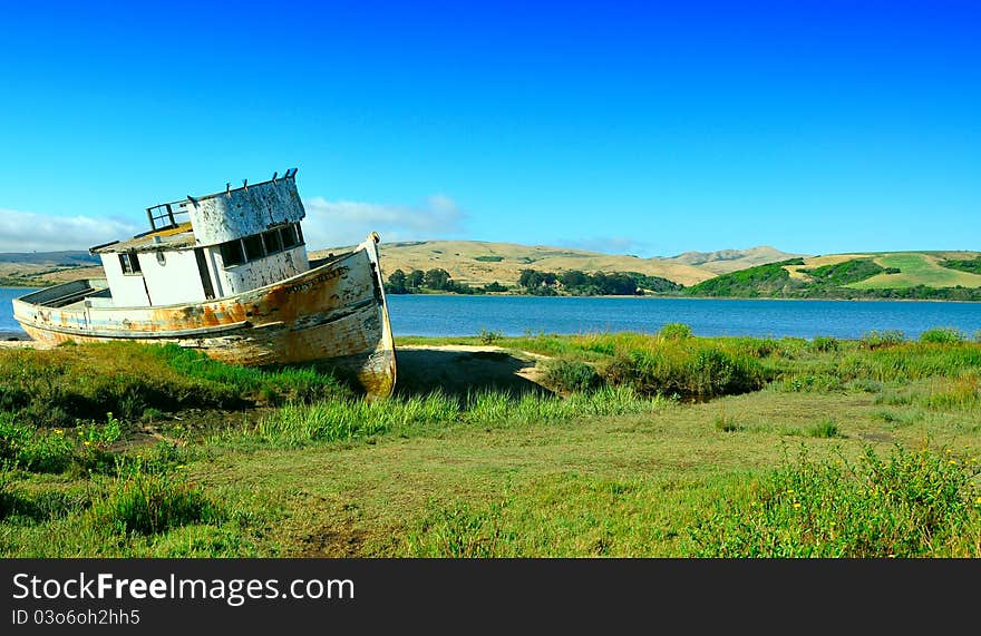 Abandoned boat in Point Reyes California