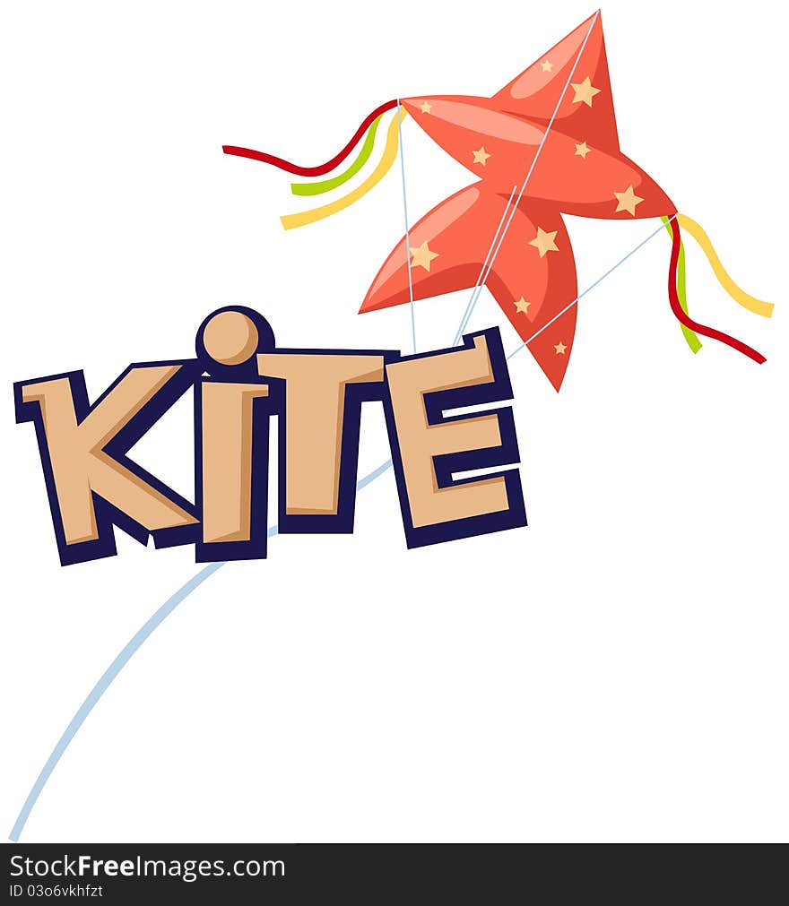 Illustration of isolated letter of kite on white background