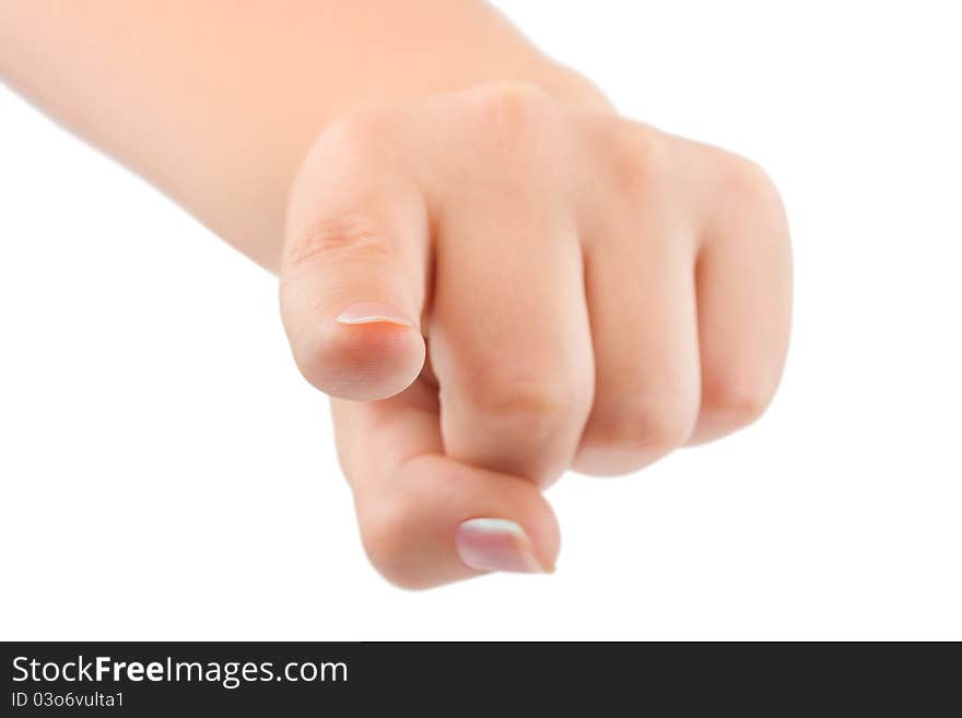 Pointing hand - isolated on white background