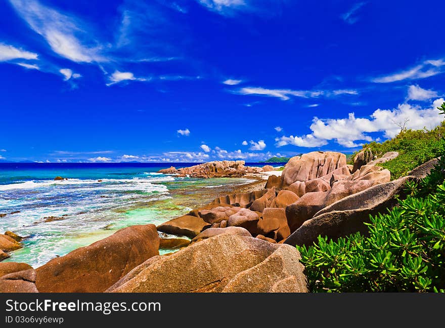 Tropical Beach At Seychelles