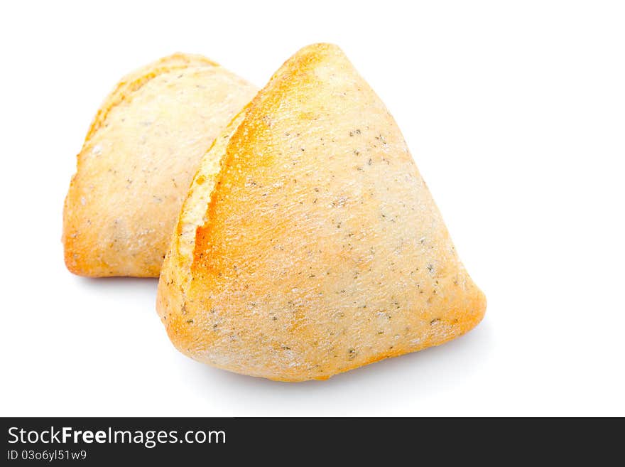 Tasty bun on a white background