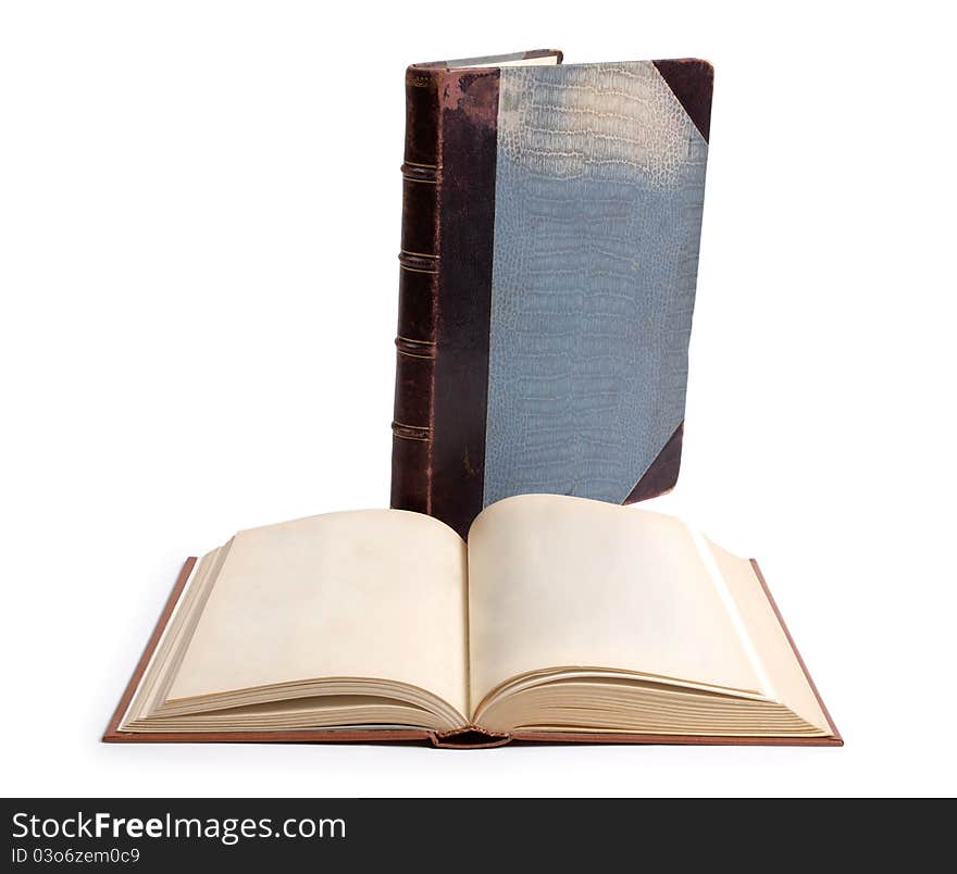 Color photo of a large old book. Color photo of a large old book