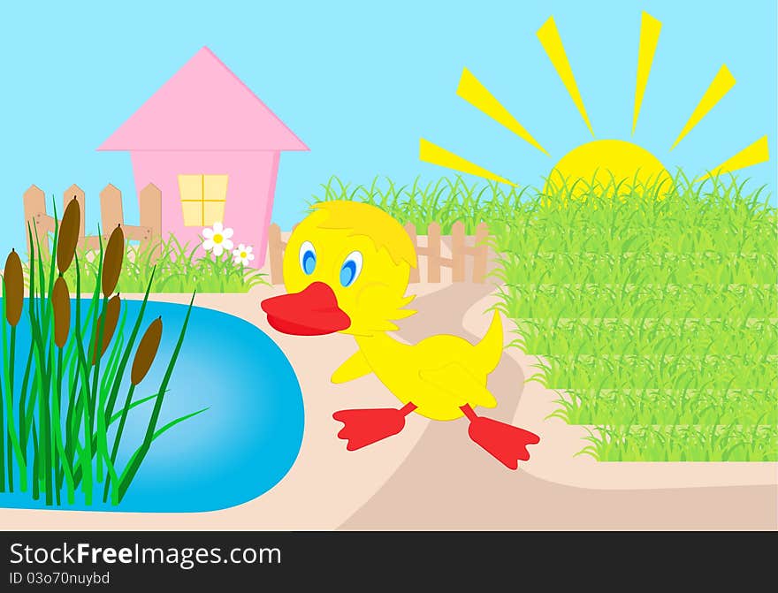 Duckling, vector illustration, all characters are on separate layers.