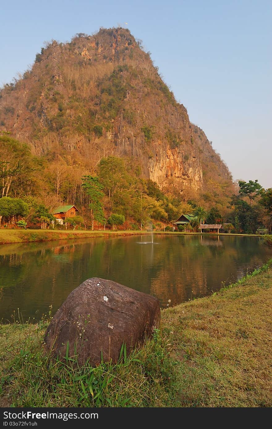 Landscape View Of Towering Mountain