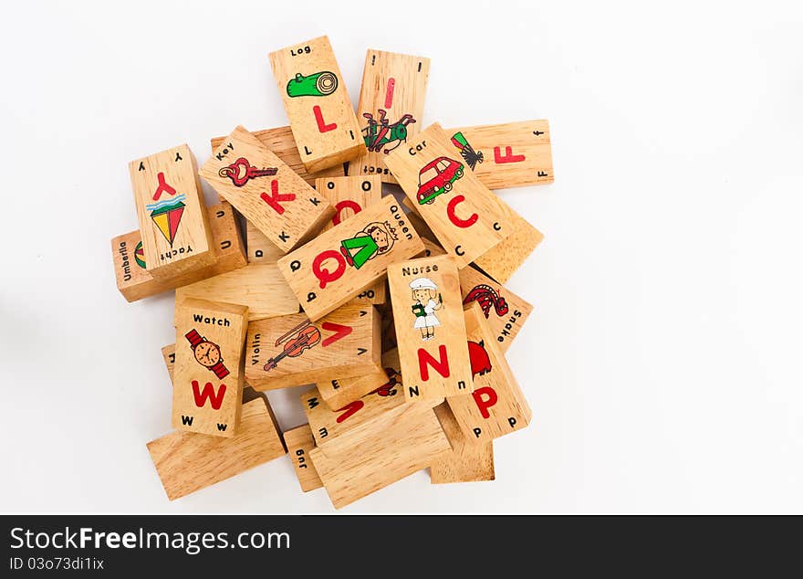 Wording puzzel A-Z with picture in wood box for kid brain. Wording puzzel A-Z with picture in wood box for kid brain