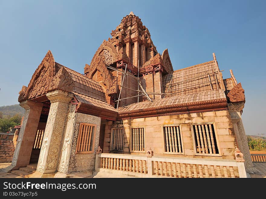 Wooden architecture of unique and majestic temple in Thailand. Wooden architecture of unique and majestic temple in Thailand.