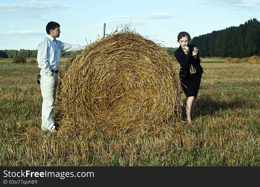 Teamwork at the nature. two person and laptop. Teamwork at the nature. two person and laptop