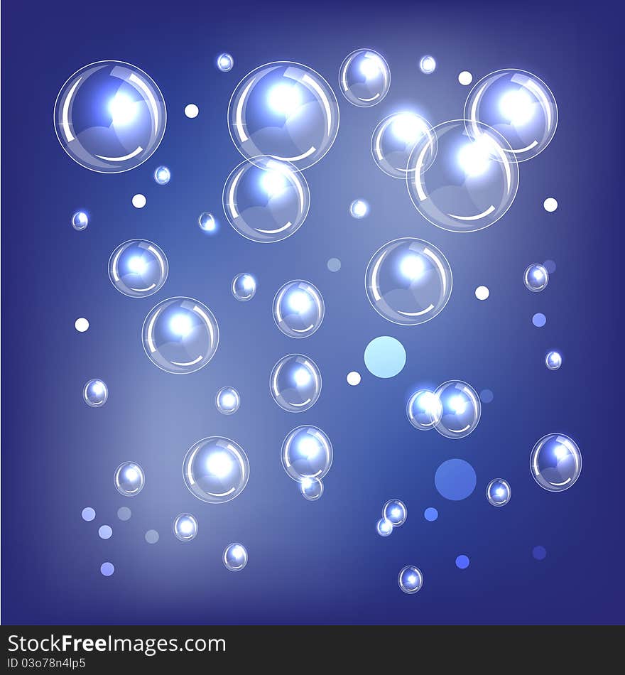 Shiny Bubbles on blue background