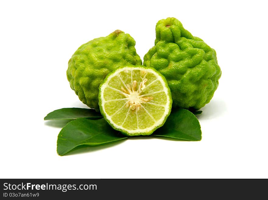 A group of citrus on white background