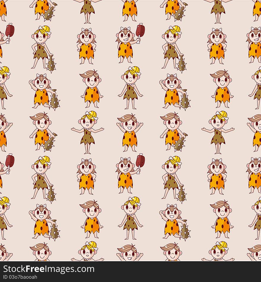 Cartoon Caveman seamless pattern,vector,illustration