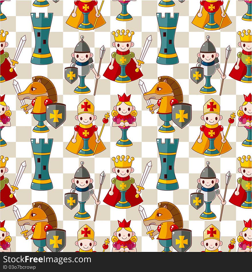 Cartoon Chess Seamless Pattern