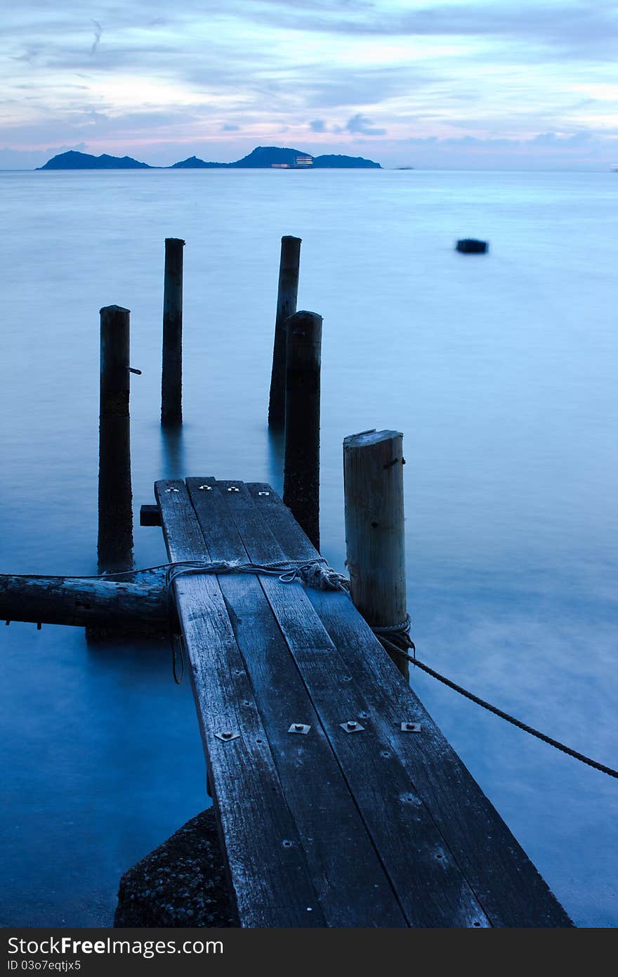 Wooden Pier and Sea in Long Exposure