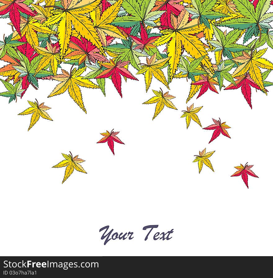 Vector autumn leaves falling card