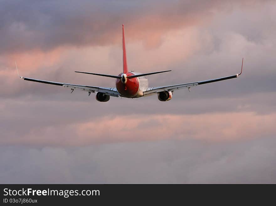 Commercial passenger jet airliner in flight. Commercial passenger jet airliner in flight.