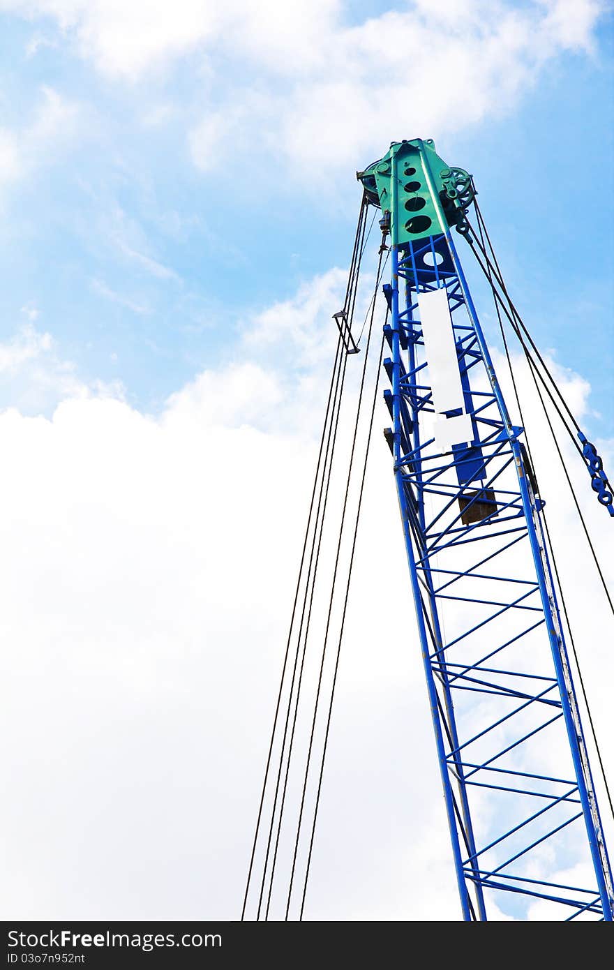 Construction Crane Hook on blue sky