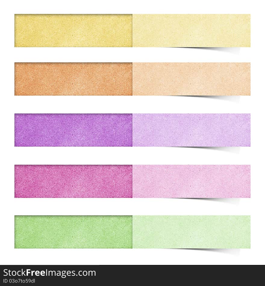 Color pad recycled paper stick on white background