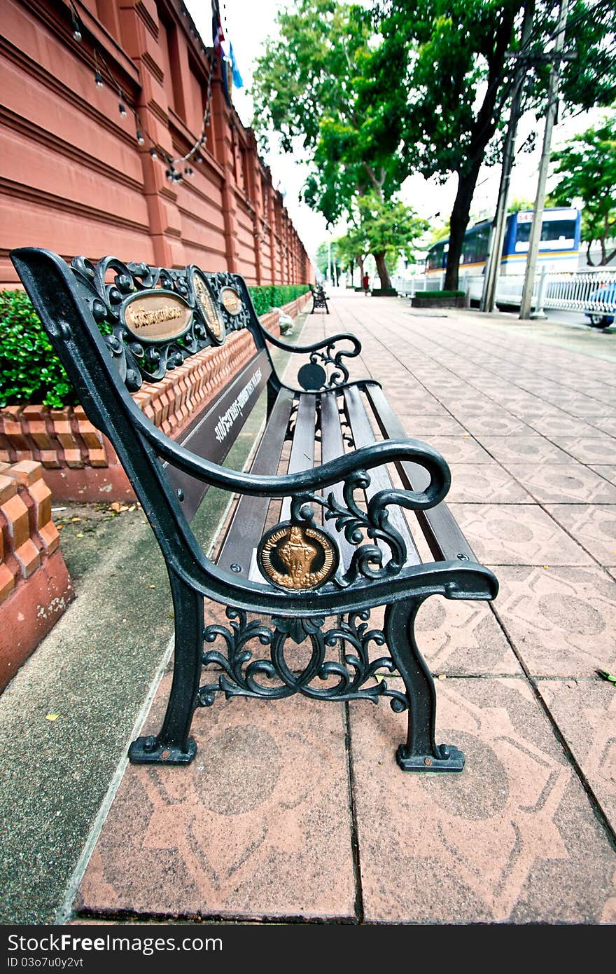 Vintage Bench at the palace wall