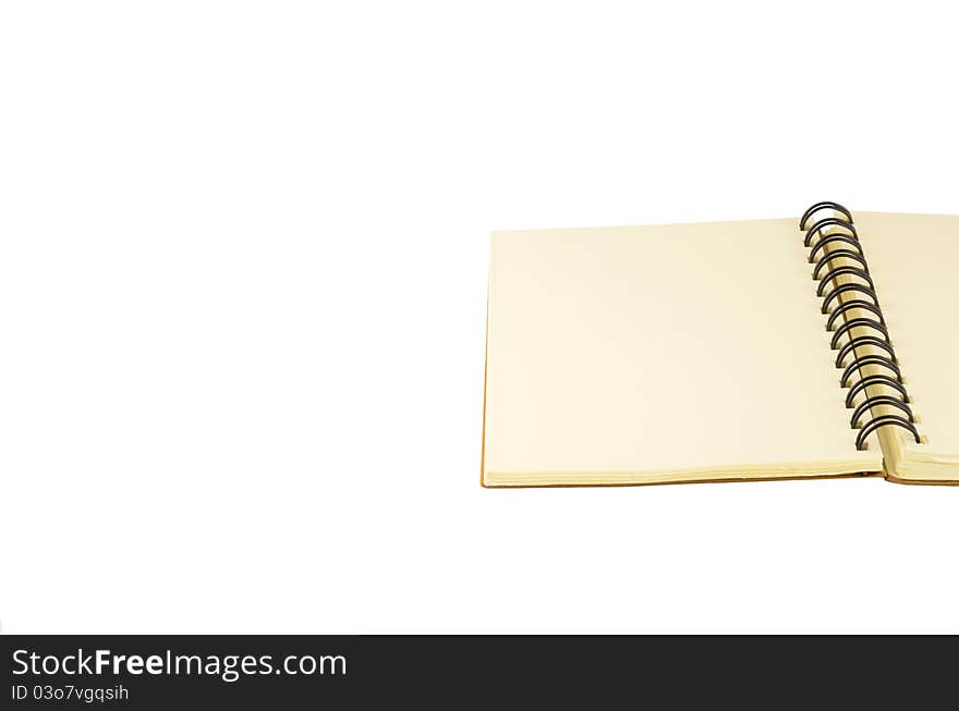 Open notebook  on white background