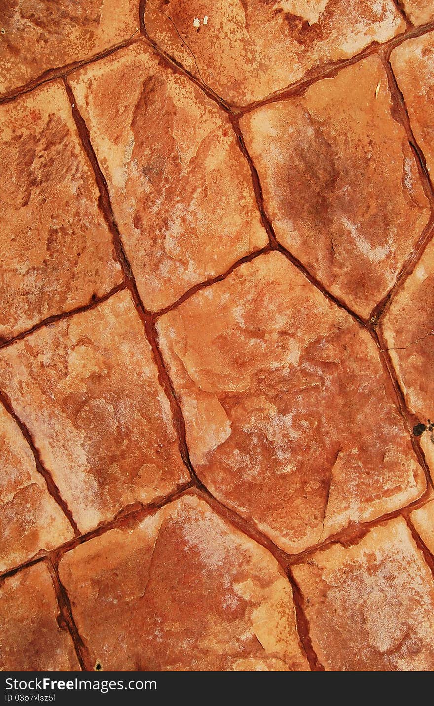 Pavement Made From Red Stone Plates