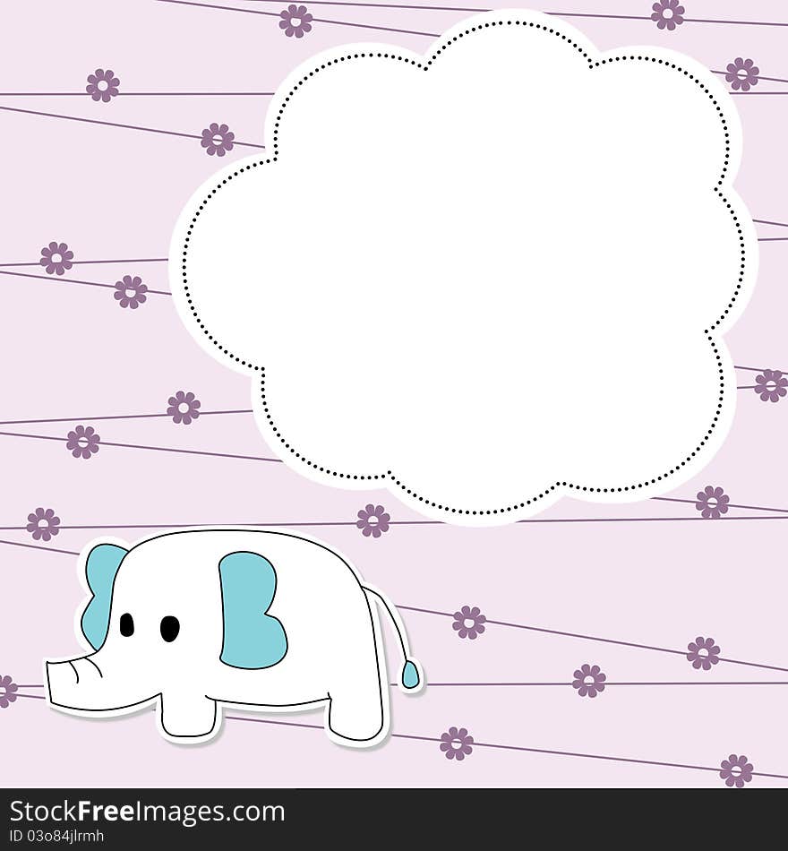 Cute background with elephant for text