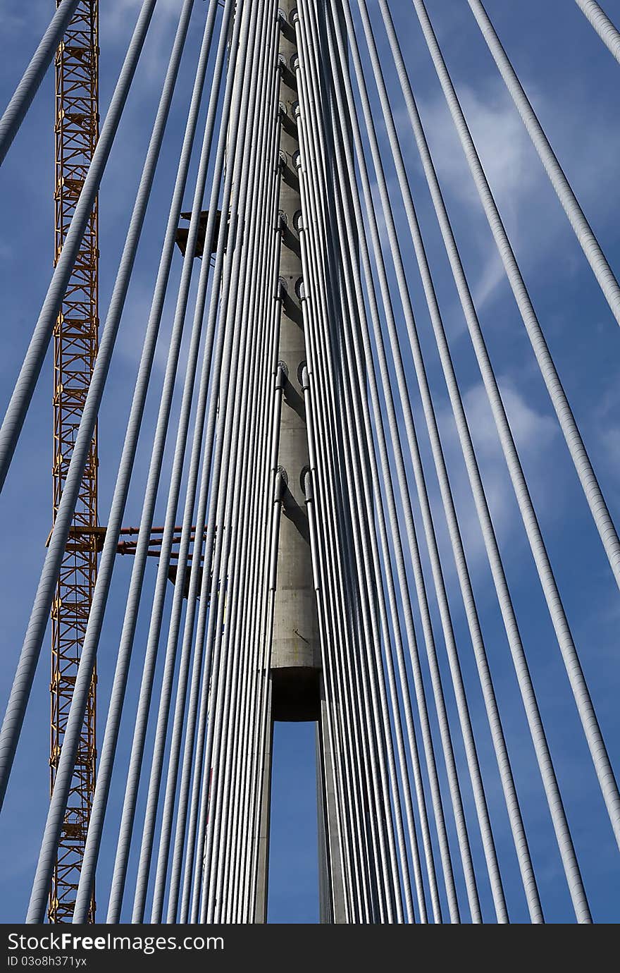 Pylon part of new Belgrade bridge construction. Pylon part of new Belgrade bridge construction