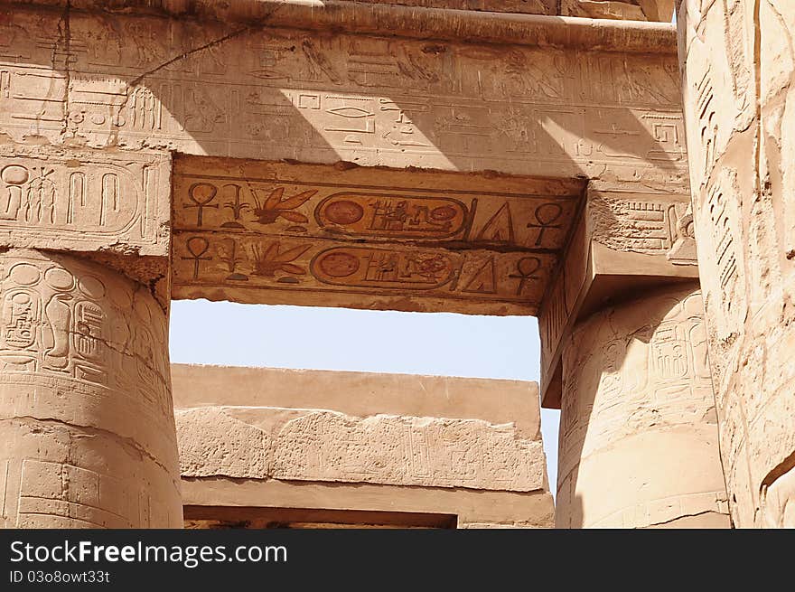 Columns in Karnak temple in Luxor