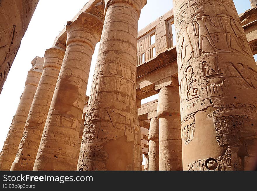 Columns in Karnak temple in Luxor. Columns in Karnak temple in Luxor