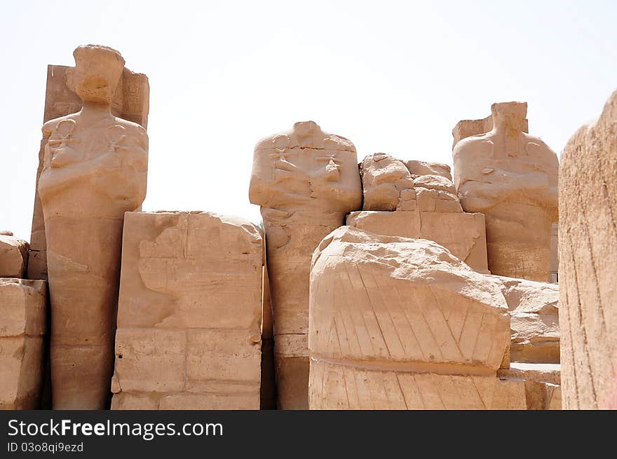 Statue of Pharaohs in Karnak temple in Luxor