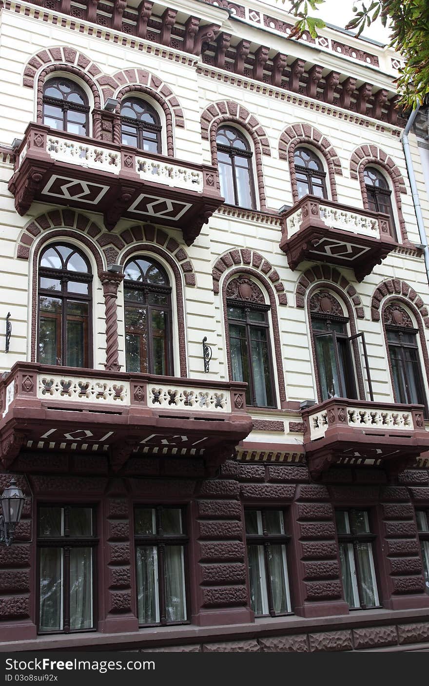 Windows and balconies of old building