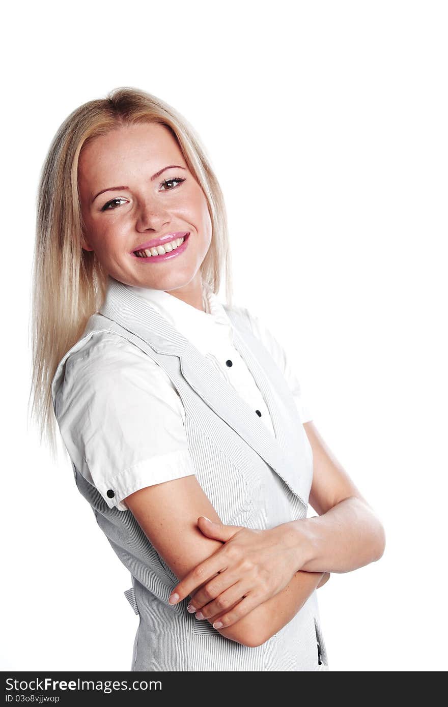 Business woman on a white background