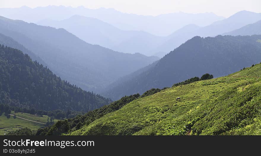 Panorama of mountains edges