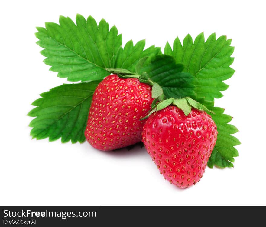 Fresh red strawberries isolated on white