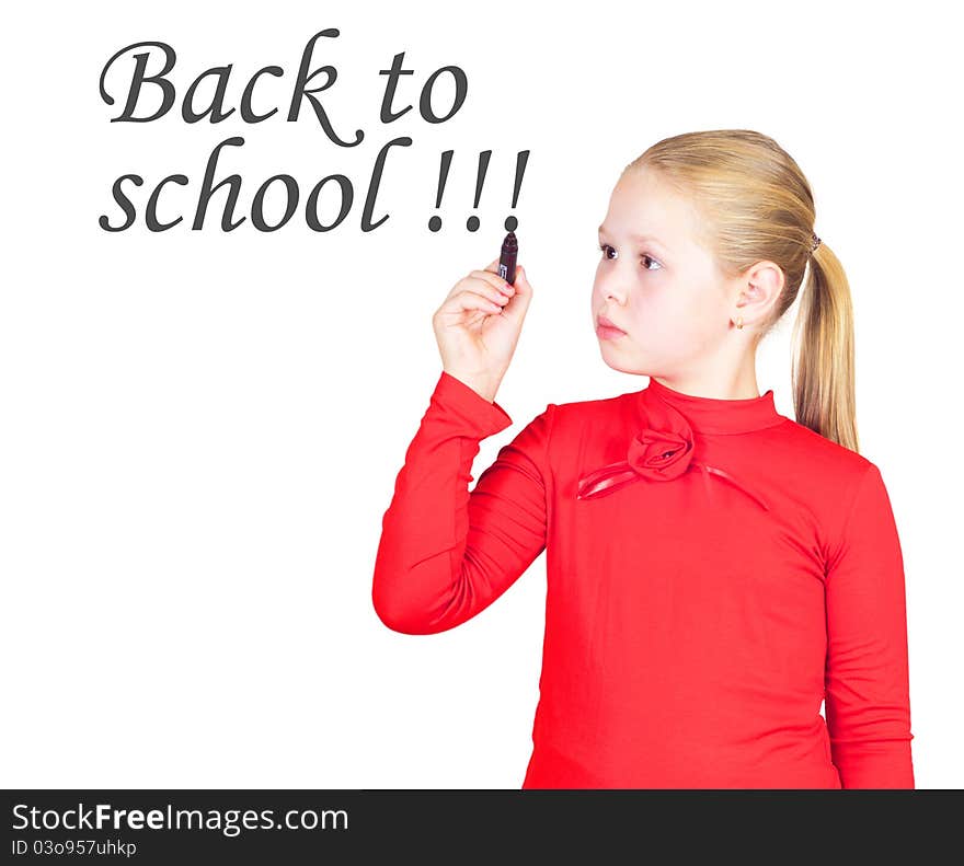 Schoolgirl With Black Marker In Hand