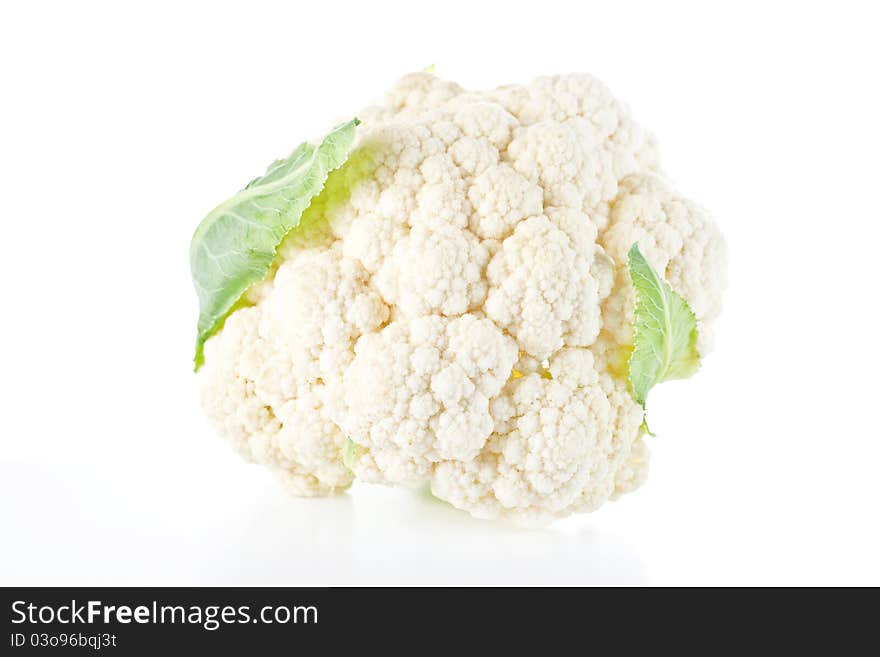 Raw cauliflower isolated on white background