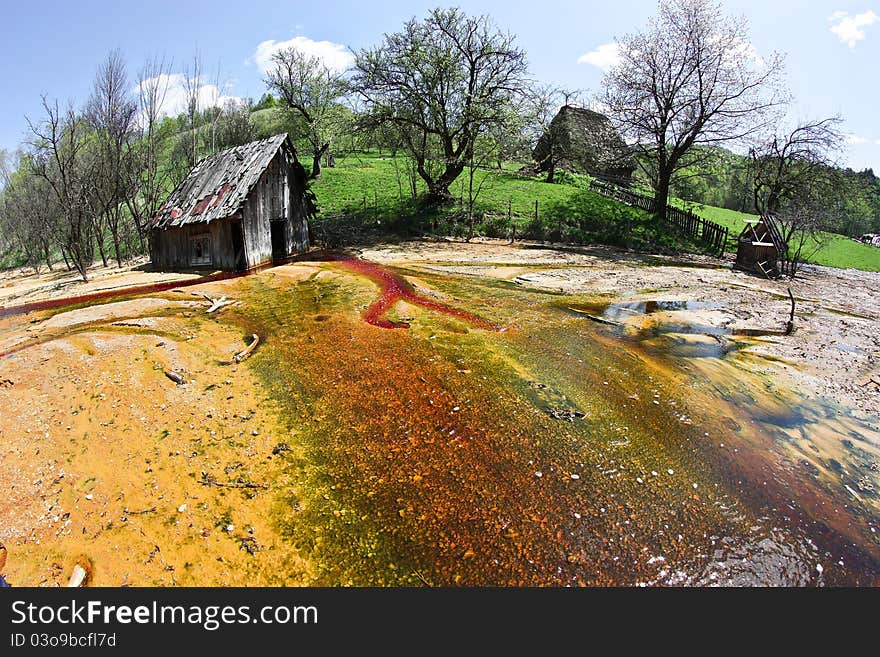 Water pollution of a copper mine exploitation