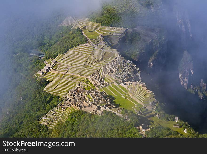 View of the archeological site of Machu Pichu