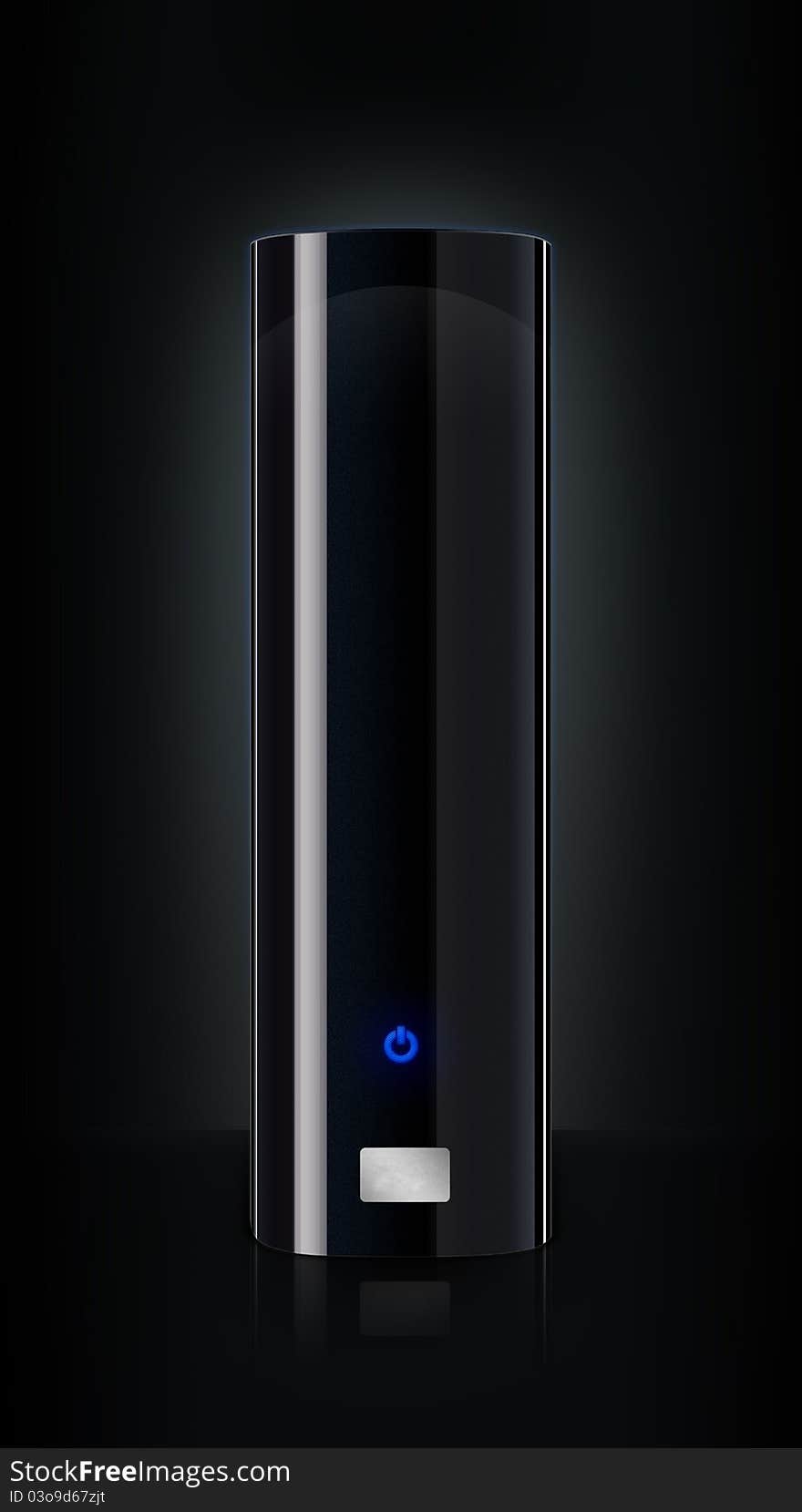 Black vertical external hard drive. Black vertical external hard drive