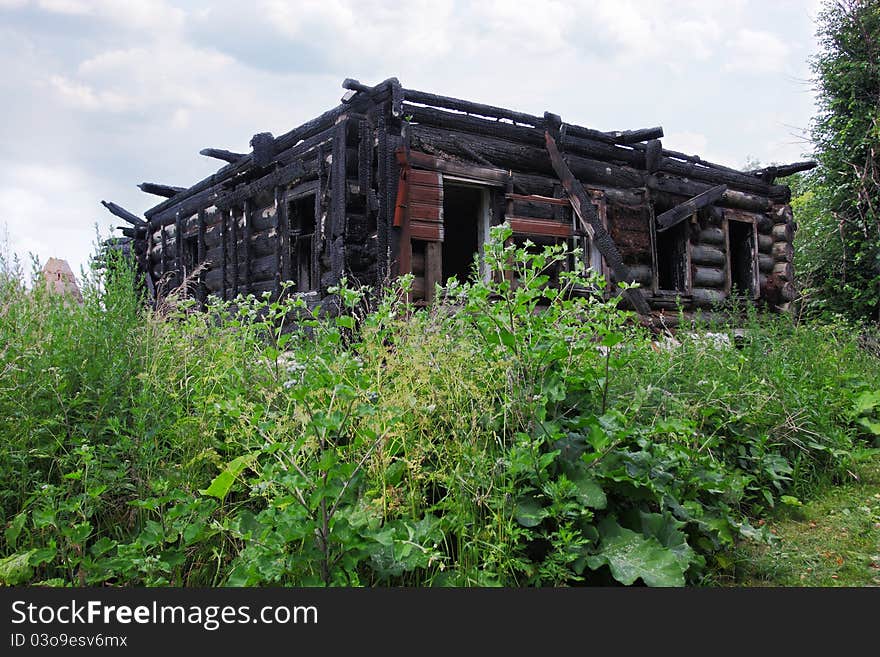 The image of a burned house