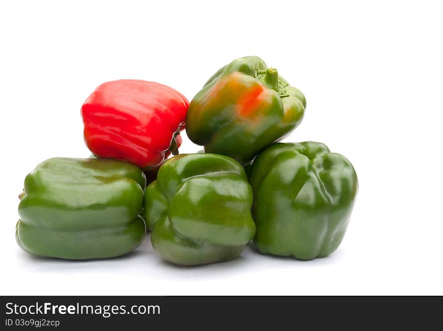 The green peppers collection on white background