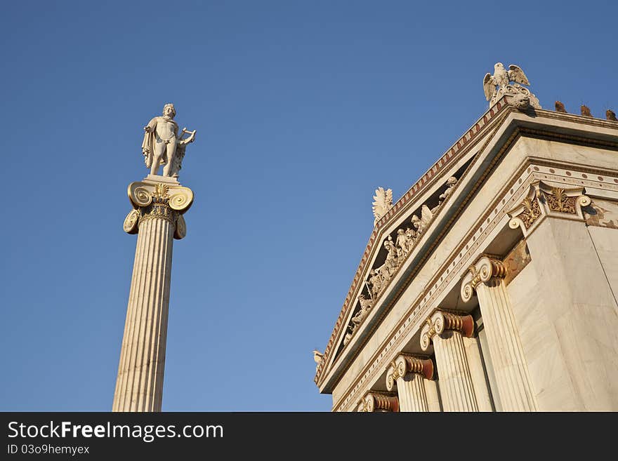 In greek mythology,Apollo is a god of light and the sun, truth and prophecy, medicine, healing, plague, music, poetry, arts.The Academy of Athens is Greece's national academy and one of the main landmarks of Athens. In greek mythology,Apollo is a god of light and the sun, truth and prophecy, medicine, healing, plague, music, poetry, arts.The Academy of Athens is Greece's national academy and one of the main landmarks of Athens.