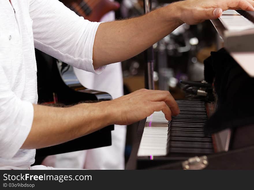 Piano players in detail with hands