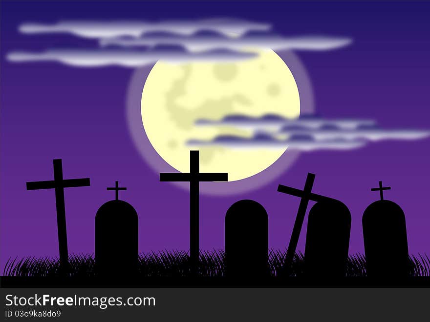 Picture about cemetery and full moon. Picture about cemetery and full moon.