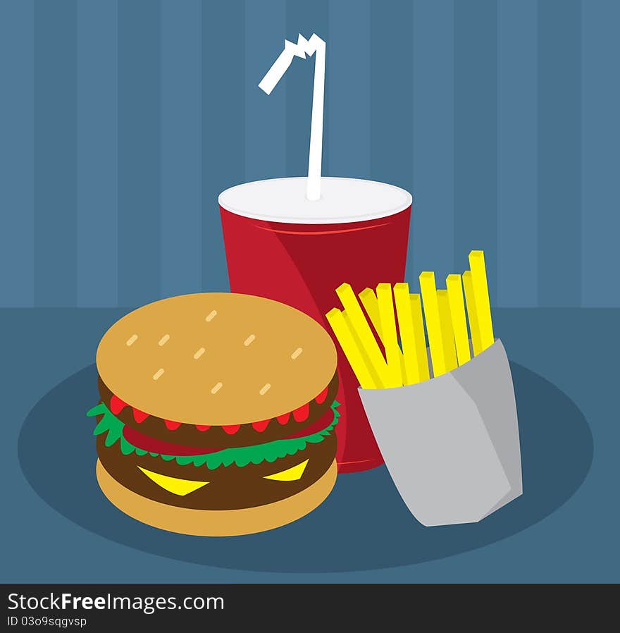 Hamburger Fries And Drink