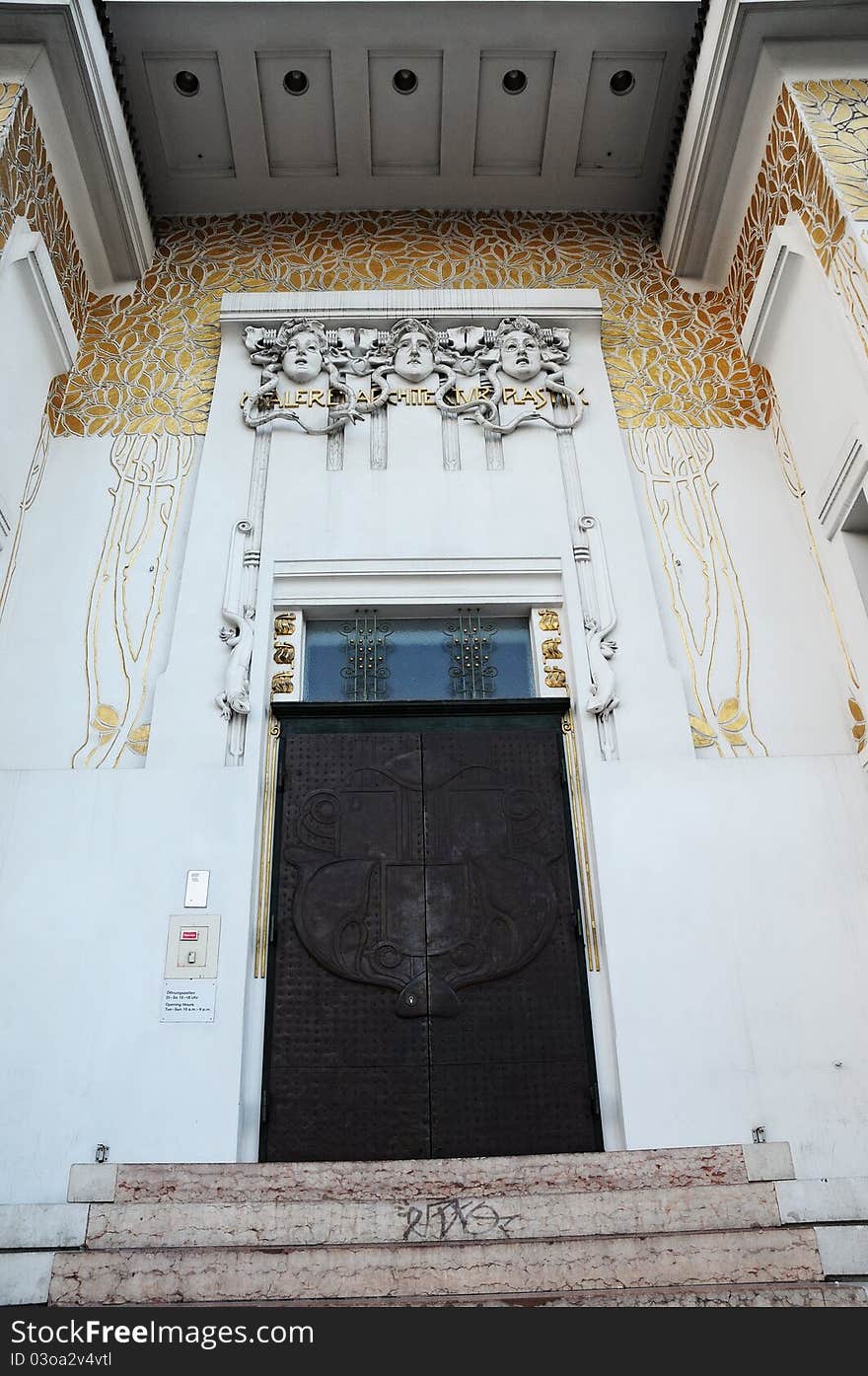 Secession, entrance of the art nouveau building, used for exhibitions in Vienna,